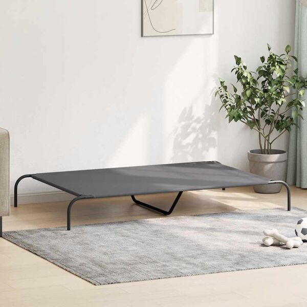 vidaXL Cama para c&atilde;es elevada 150x90x20cm tecido oxford e a&ccedil;o cinzento