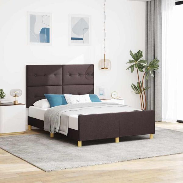 vidaXL Estrutura da Cama Castanho escuro 140 x 200 cm tecido