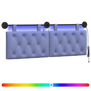 vidaXL Cabeceira suspensa Com luz LED Azul Jeans Tecido