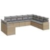vidaXL 10 pcs conjunto de sof&aacute;s p/ jardim com almofad&otilde;es vime PE bege