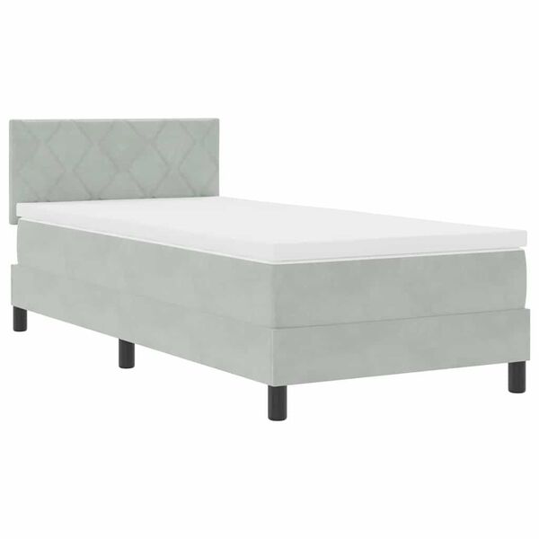 vidaXL Cama Box com colch&atilde;o Cinzento-claro 100 x 200 cm Veludo