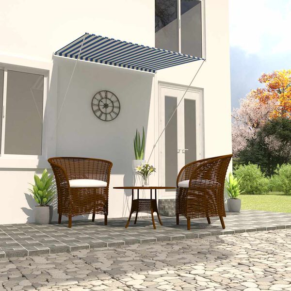 vidaXL Toldo retr&aacute;til 150x150 cm azul e branco