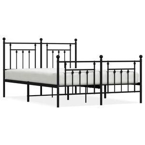 vidaXL Estrutura de cama com cabeceira e p&eacute;s 140x190 cm metal preto