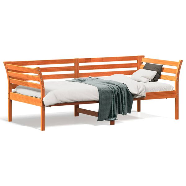 vidaXL Sof&aacute;-cama sem colch&atilde;o 90x190 cm pinho maci&ccedil;o castanho-mel