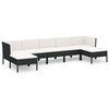 vidaXL 7 pcs conjunto lounge de jardim c/ almofad&otilde;es vime PE preto