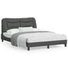 vidaXL Estrutura de cama sem colch&atilde;o Hvar 137x190 cm tecido cinza-escuro