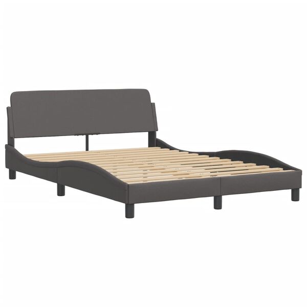 vidaXL Cama com colch&atilde;o Hvar 140x190 cm couro artificial cinzento