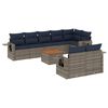 vidaXL Conjunto de sof&aacute; de jardim de 9 pe&ccedil;as com almofadas em rattan sint&eacute;tico cinza