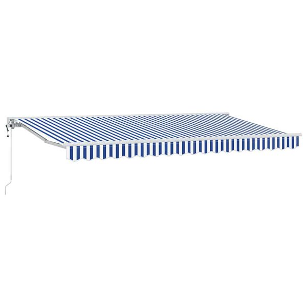 vidaXL Toldo Retr&aacute;til Azul e Branco 350 x 200 cm Alum&iacute;nio e Tecido