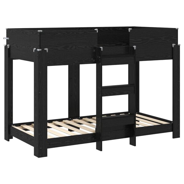 vidaXL Beliche para Crian&ccedil;as com colch&atilde;o Carvalho Preto 80 x 160 cm