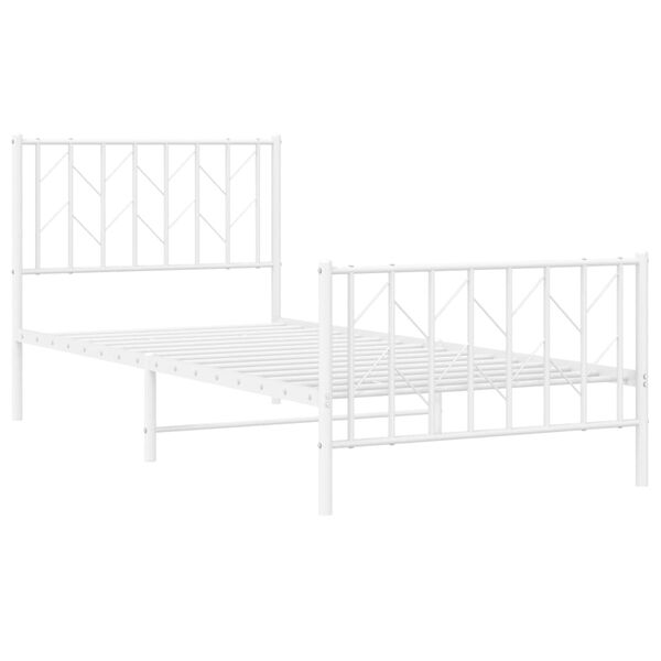 vidaXL Estrutura de cama com cabeceira e p&eacute;s 90x200 cm metal branco