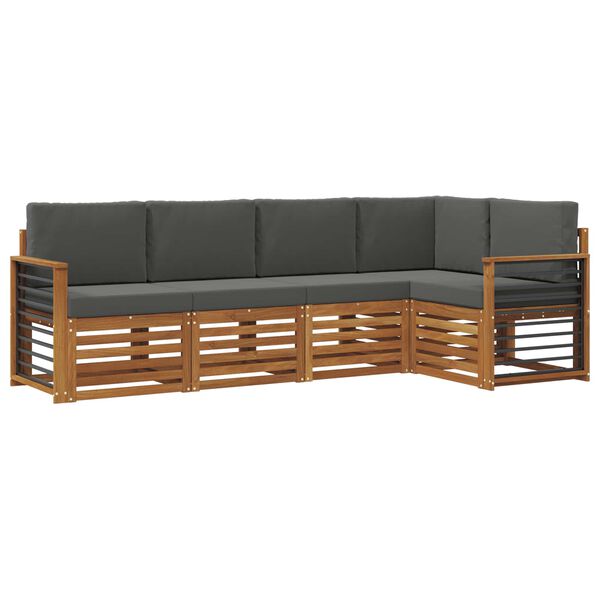 vidaXL Conjunto de Sof&aacute; Sectional 5 pcs Natural e Antracite