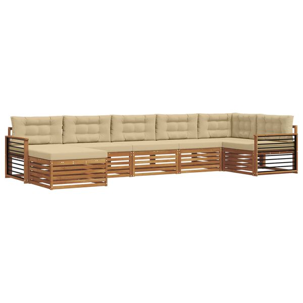 vidaXL Conjuntos de sof&aacute;s com almofada 7 pcs Natural e Bege