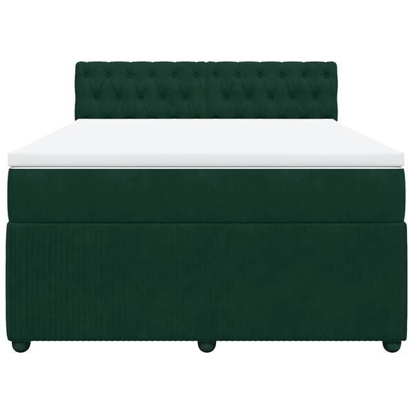 vidaXL Cama com molas/colch&atilde;o 140x190 cm veludo verde-escuro