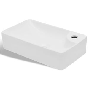 Pia de cer&acirc;mica para banheiro + furo torneira, branco