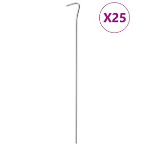 vidaXL Estacas para tenda 25 pcs 30 cm &Oslash;4 mm a&ccedil;o galvanizado