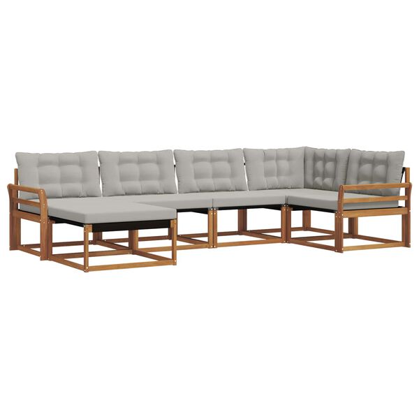 vidaXL Conjunto de Sof&aacute;s para Exterior 6 pcs Cinza Natural e Claro