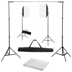 vidaXL Kit de est&uacute;dio fotogr&aacute;fico com softbox de ilumina&ccedil;&atilde;o e fundo