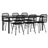 vidaXL 7 pcs conjunto de jantar para jardim vime PE preto
