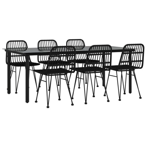 vidaXL 7 pcs conjunto de jantar para jardim vime PE preto