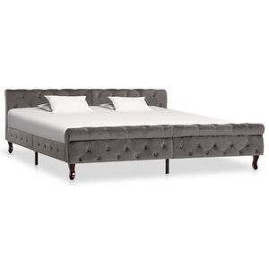 vidaXL Estrutura de cama 200x200 cm veludo cinzento