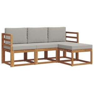 vidaXL Conjunto de Sof&aacute;s para Exterior 4 pcs Cinza Natural e Claro