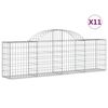 vidaXL Cestos gabi&atilde;o arqueados 11pcs 200x30x60/80 cm ferro galvanizado