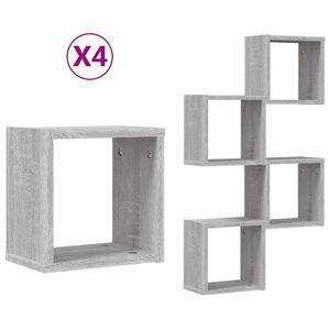 vidaXL Prateleiras de Parede 4 pcs Cinza Sonoma 26 x 15 x 26 cm