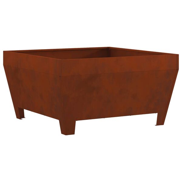 vidaXL Fire Pit Castanho 80 x 80 x 43 cm A&ccedil;o resistente &agrave;s intemp&eacute;ries