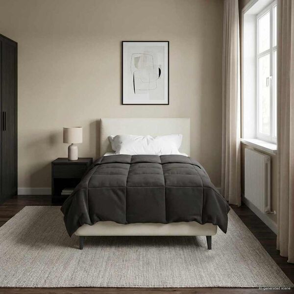 vidaXL Edredom de Ver&atilde;o Simples Antracite 140 x 220 cm Microfibra