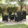 vidaXL Conjunto de Jantar para Jardim com almofada 5 pcs Preto vime PE