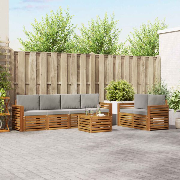 vidaXL Conjuntos de sof&aacute;s com almofada 7 pcs Cinza Natural e Claro