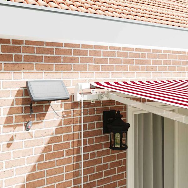 vidaXL Toldo Retrátil com Manual Vermelho e branco 400 ×300 cm tecido