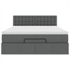vidaXL Cama Otomana com Colchão & LEDs Cinzento Escuro 140x190cm