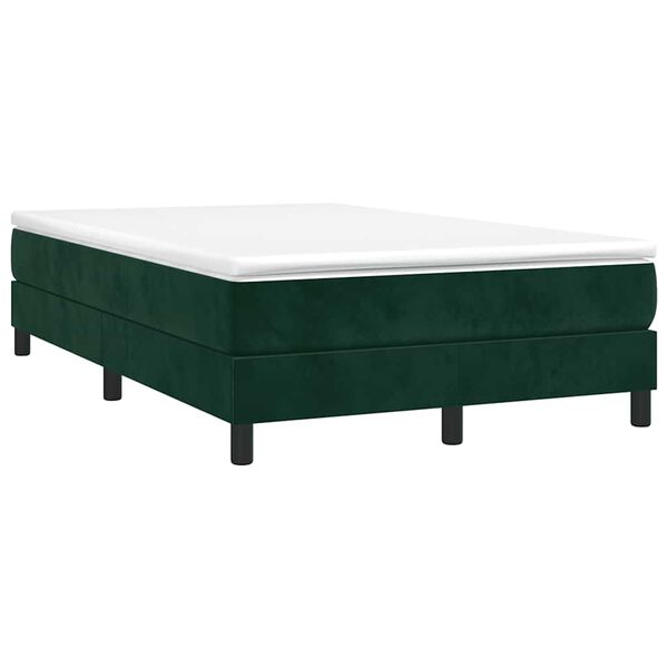 vidaXL Estrutura de cama com molas 120x200 cm veludo verde-escuro