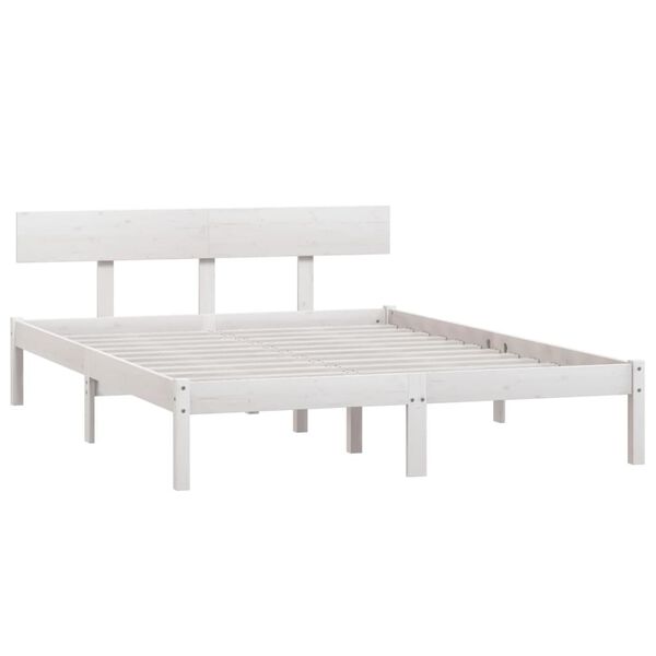 vidaXL Estrutura de cama 120x200 cm pinho maci&ccedil;o branco