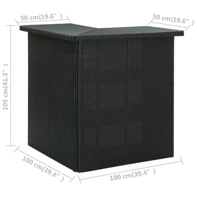 vidaXL Mesa bar de canto 100x50x105 cm vime PE preto