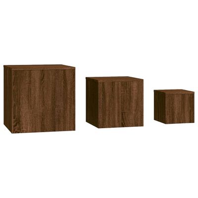 vidaXL Mesas de apoio 3 pcs derivados de madeira cor carvalho castanho