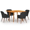vidaXL 5 pcs conjunto de jantar para jardim preto