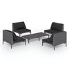 vidaXL 5 pcs conj. lounge jardim c/ almofad&otilde;es vime PE cinza-escuro