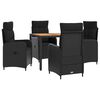 vidaXL Conjunto de Jantar para Exterior 5 unid. Preto