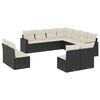 vidaXL 11 pcs conjunto sof&aacute;s de jardim c/ almofad&otilde;es vime PE preto