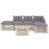 vidaxL Conjunto lounge de paletes p/ jardim 6 pcs c/ almofad&otilde;es pinho