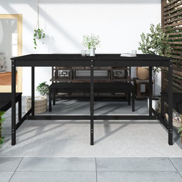 vidaXL Mesa de jardim 203,5x90x110 cm madeira de pinho maci&ccedil;a preto