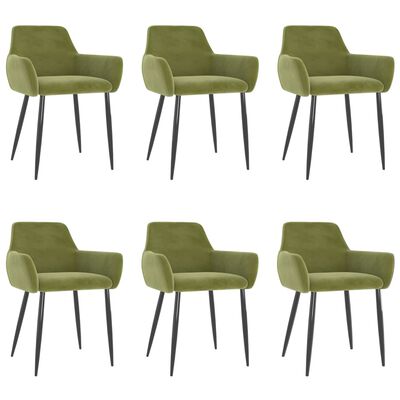 vidaXL Cadeiras de jantar 6 pcs veludo verde-claro