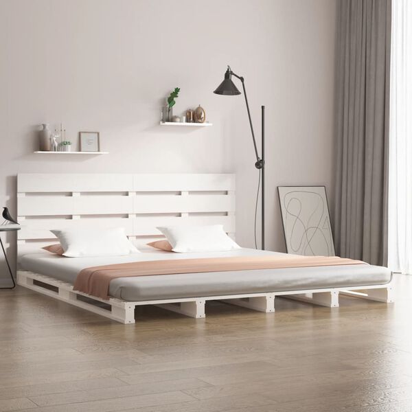 vidaXL Cama sem colch&atilde;o 140x190 cm madeira de pinho maci&ccedil;a branco