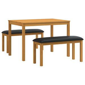 vidaXL Conjunto de sala de jantar 3 unid. Preto