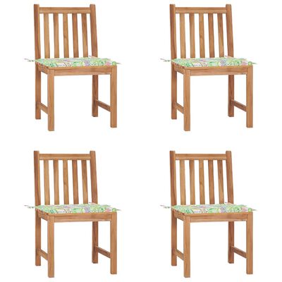 vidaXL Cadeiras de jardim c/ almofadões 4 pcs madeira de teca maciça