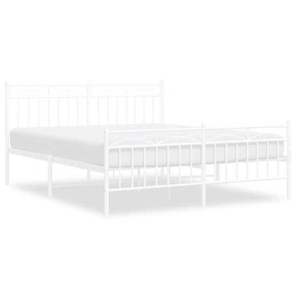 vidaXL Estrutura de cama com cabeceira e p&eacute;s 150x200 cm metal branco