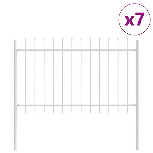 vidaXL Cerca para Jardim 7 pcs Branco 11,9 x 0,8 m